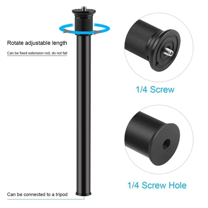 Handheld Adjustable 1/4" Size Tripod Mount Monopod 2-Section Extension Rod Tube for DSLR Camera Gimbal Aluminum Extender Pole