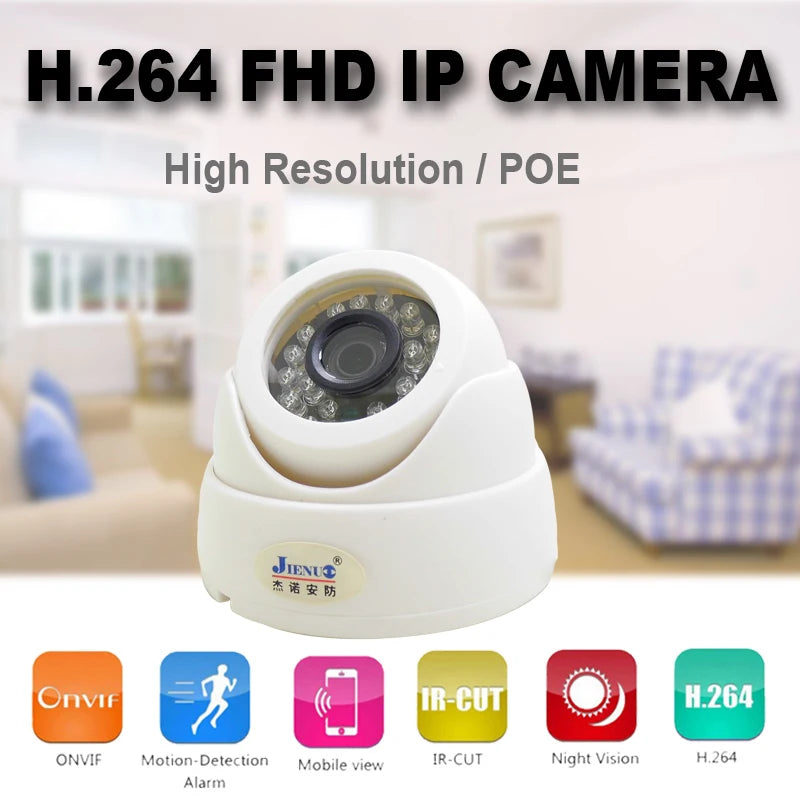 JIENUO Ip Camera Poe Cctv Security Video 720P 960P 1080P Surveillance IPCam Infrared Home Surveillance 2mp Indoor Network Cam