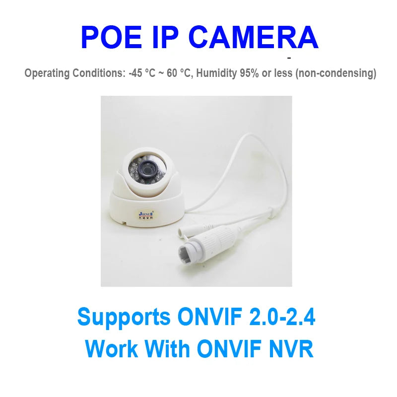JIENUO Ip Camera Poe Cctv Security Video 720P 960P 1080P Surveillance IPCam Infrared Home Surveillance 2mp Indoor Network Cam