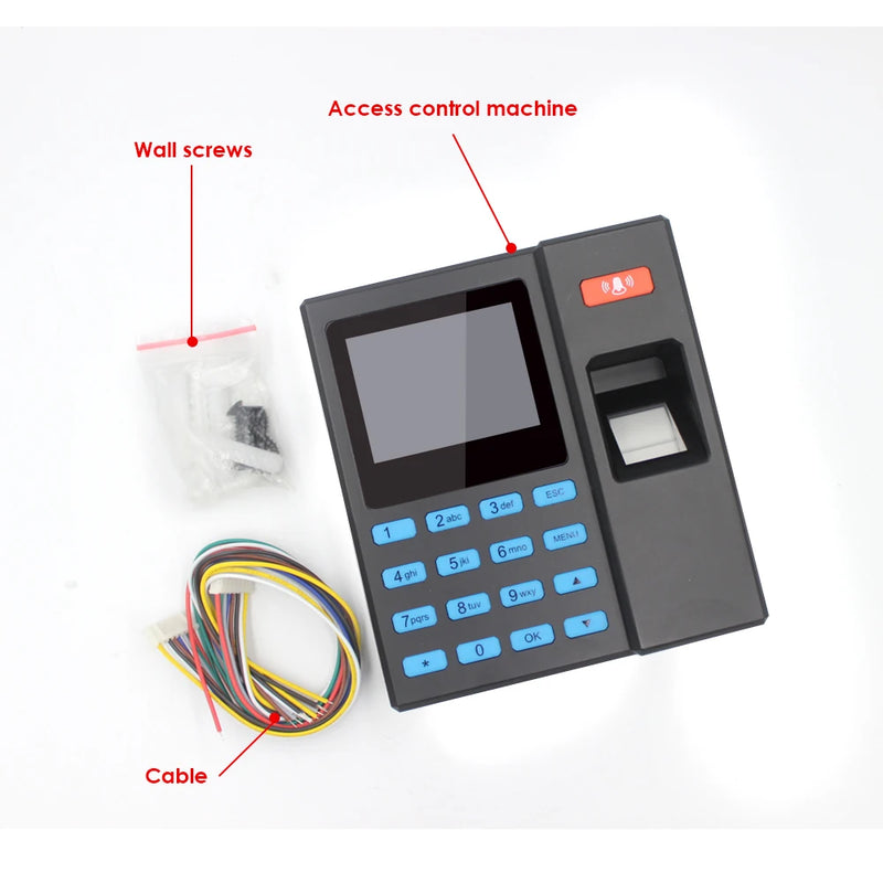 F22 Biometric Fingerprint Time Clock rfid Card Reader 2.4Inch LCD screen Access Control System RFID Door Opener