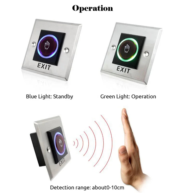 Door Exit Push Button Release Switch Opener NO COM NC LED light For Door Access Control System Entry Open Touch