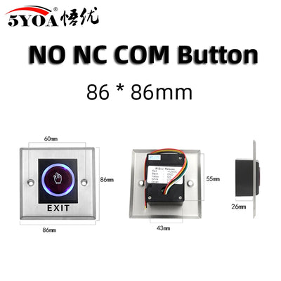 Door Exit Push Button Release Switch Opener NO COM NC LED light For Door Access Control System Entry Open Touch