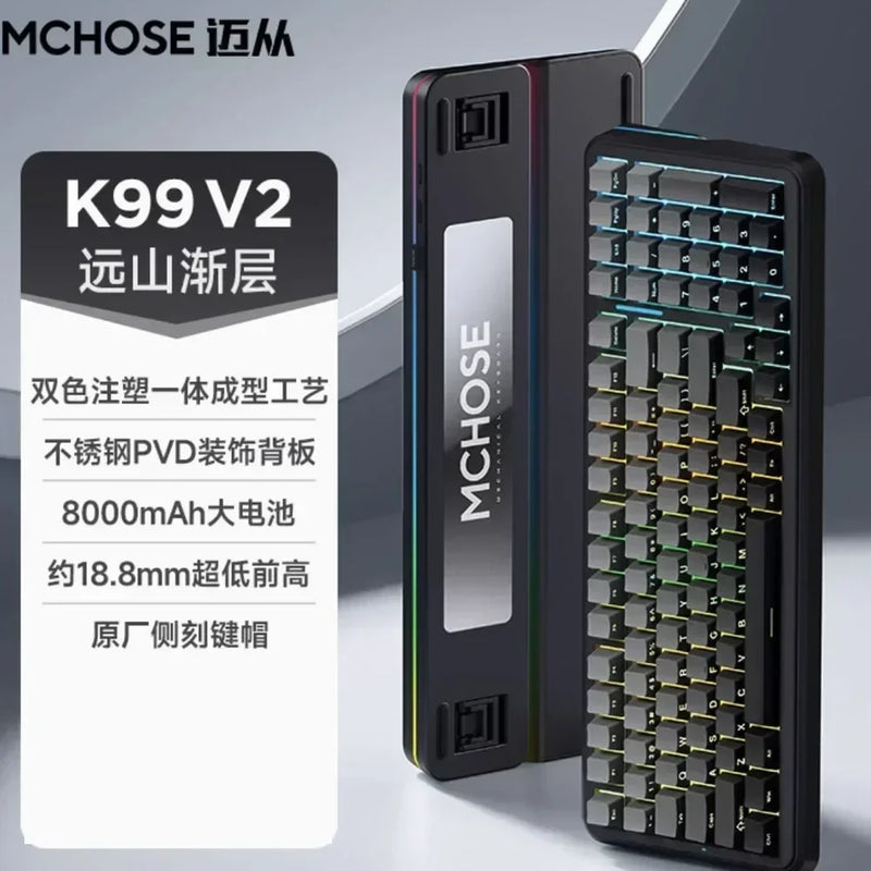 MCHOSE K99 V2 3-mode Gaming E-sport Bluetooth Wireless Mechanical Keyboard Gasket Structure Hot Swap RGB Custom Gaming Accessory