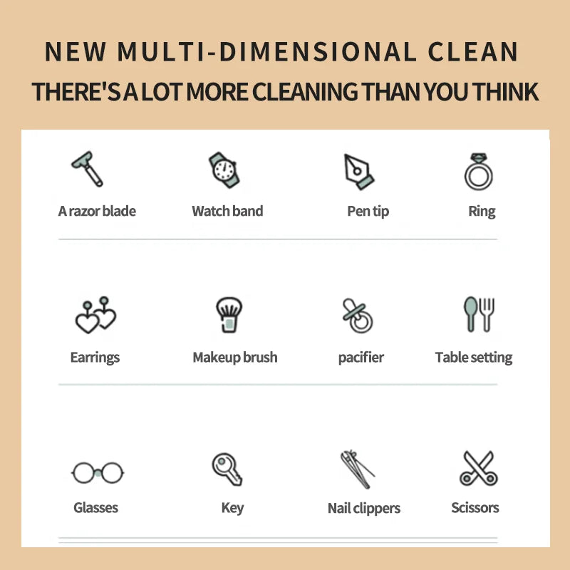 Portable ultrasonic cleaning machine, small ultrasonic dishwasher, seafood, fruit, watch, glasses, underwear, socks cleaning