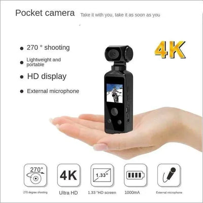 270° Rotatable Lens 4K Ultra HD Pocket Action Camera Built in WIFI Vlog Mini Sports Camer Waterproof Case Helmet Travel Camera
