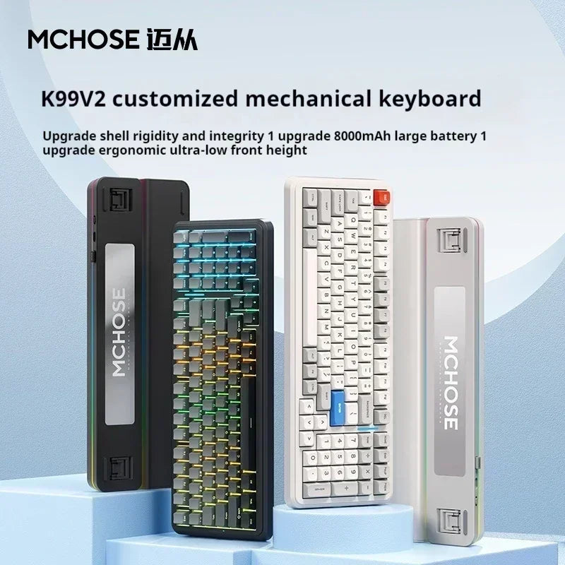 MCHOSE K99 V2 3-mode Gaming E-sport Bluetooth Wireless Mechanical Keyboard Gasket Structure Hot Swap RGB Custom Gaming Accessory