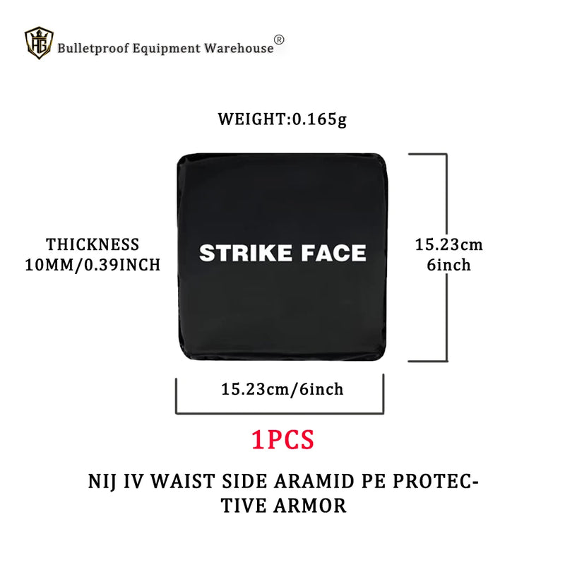 Level 3a NIJ IIIA Tactical Self Defense 6x6 Inch 10mm Side Waist Soft Aramid Plate Bulletproof Vest Waist Bulletproof Armor