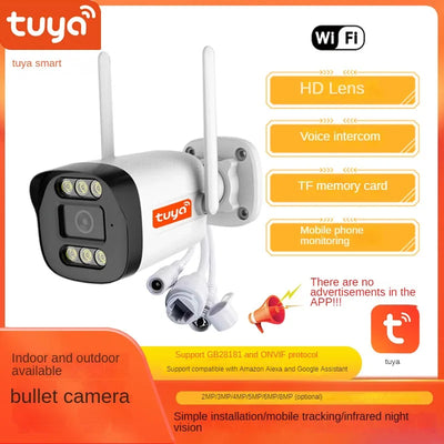 Tuya Home Surveillance 8MP intercom bullet  camera wireless outdoor dual-light full-color night vision camera