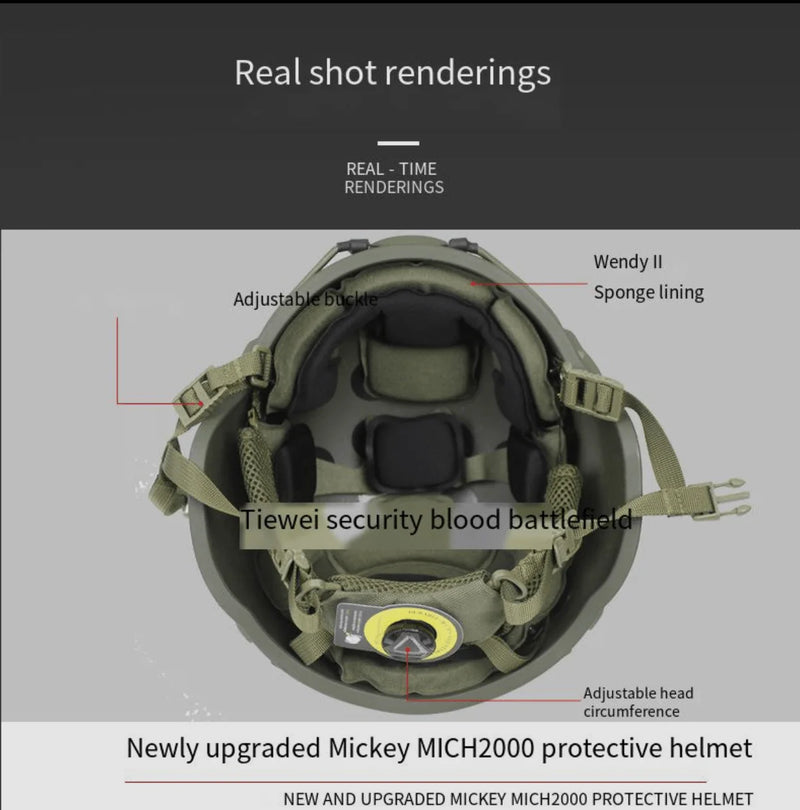 NIJ IIIA.44 Tactical Helmet, Bulletproof Helmet UHMWPE FAST, MICH2000 high cut Ballistic Helmet