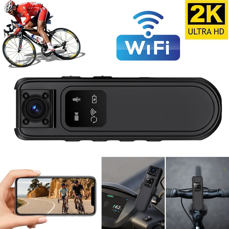 HD 2K Mini Camera with 180 Rotatable Lens WiFi Motorcycle Bike Car DVR Portable Small Digital Video Recorder Miniature Camcorder