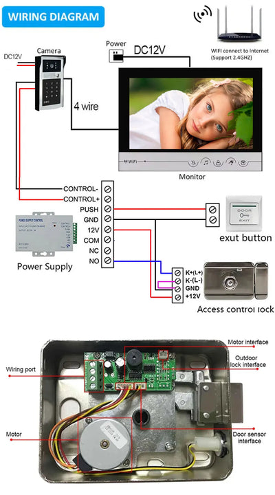 9inch Tuya Smart Wifi Video Intercom Access Control System with Electronic Lock Mobile Unlock Talk / RFID Door Camera Support TF