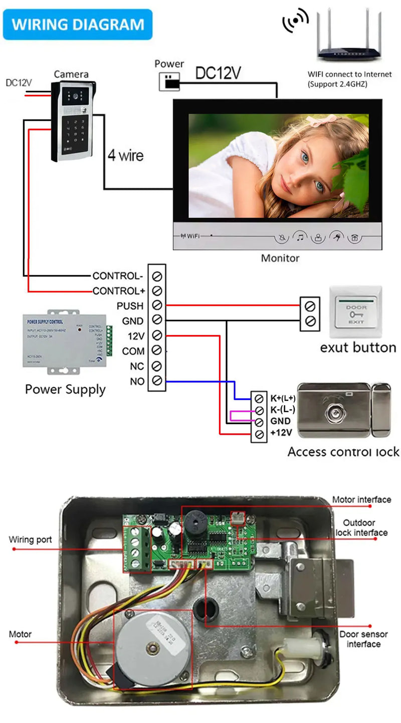 9inch Tuya Smart Wifi Video Intercom Access Control System with Electronic Lock Mobile Unlock Talk / RFID Door Camera Support TF