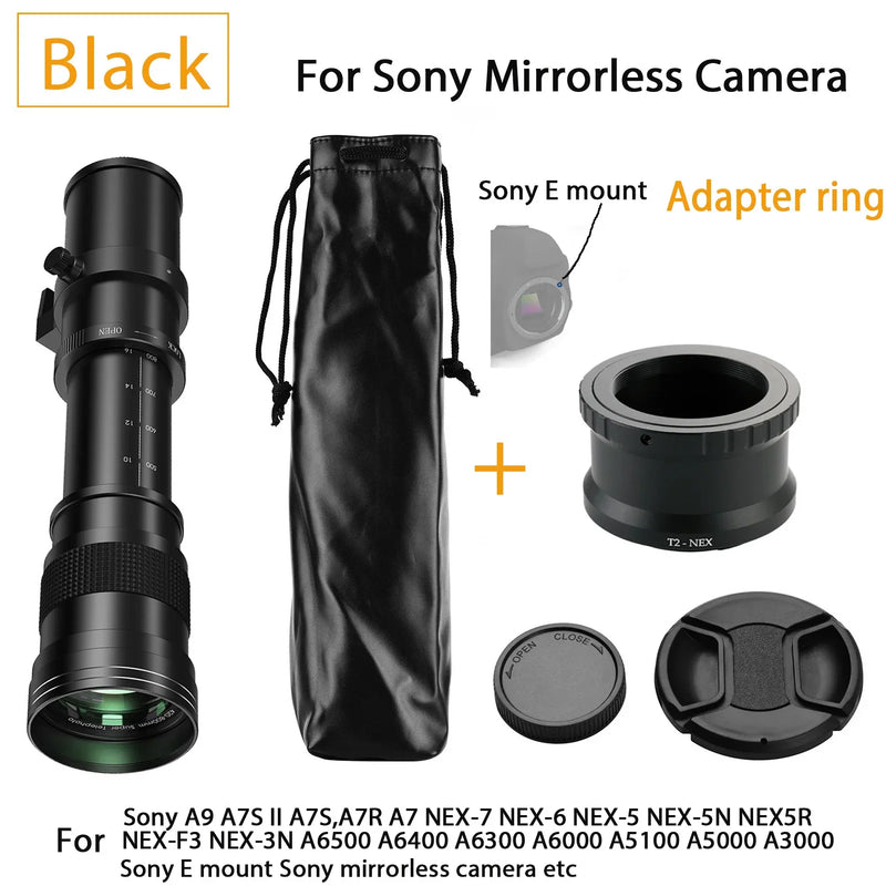 Lightdow Telephoto Lens 420-800mm f 8.3 Manual Zoom Lenses for Canon EOS R1 Nikon D850 D7500 D3400 D750 D810 DSLR Camera Lens