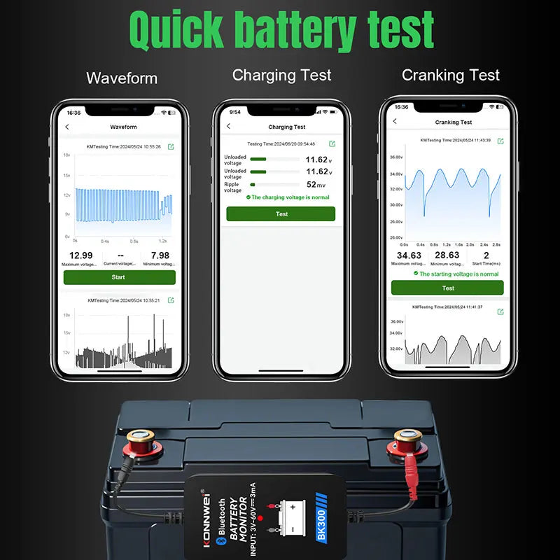 KONNWEI BK300 Bluetooth 5.0 Battery Monitor For 6V 12V 24V Lead Acid Car Truck Starting Battery For Android iOS Battey Analyzer