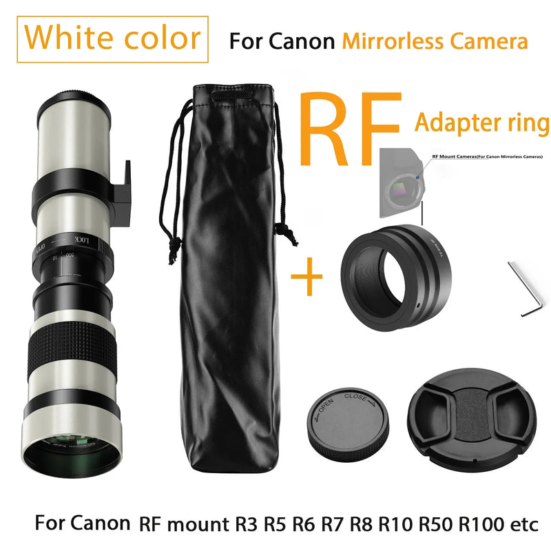 Lightdow Telephoto Lens 420-800mm f 8.3 Manual Zoom Lenses for Canon EOS R1 Nikon D850 D7500 D3400 D750 D810 DSLR Camera Lens