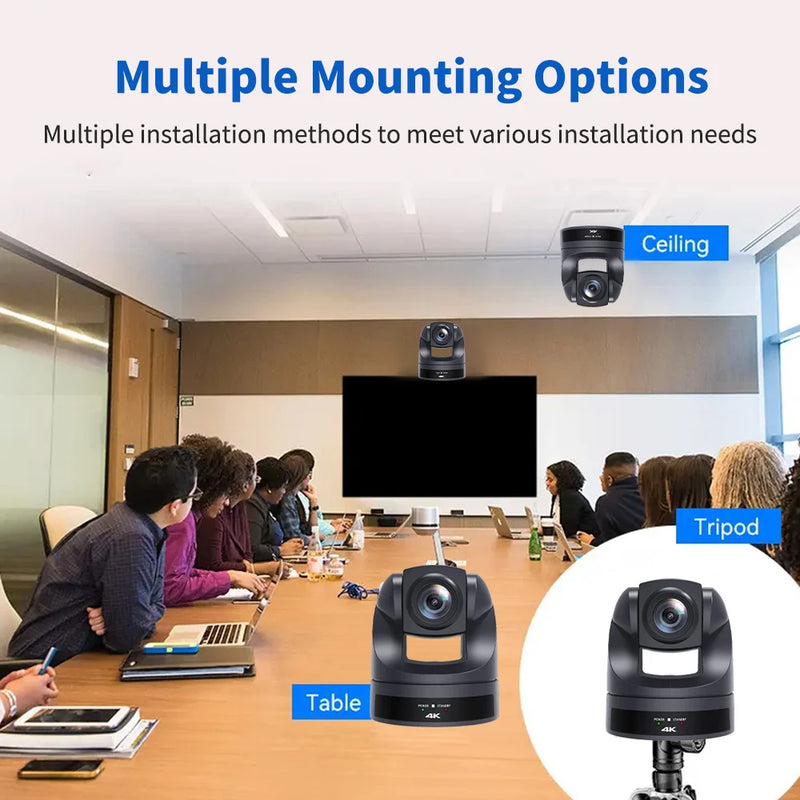 4K/30fps PTZ HDMI USB LAN Camera 20x Optical Zoom Ai-Auto Tracking Conference Camera Ptz Video for Church Meeting Support POE