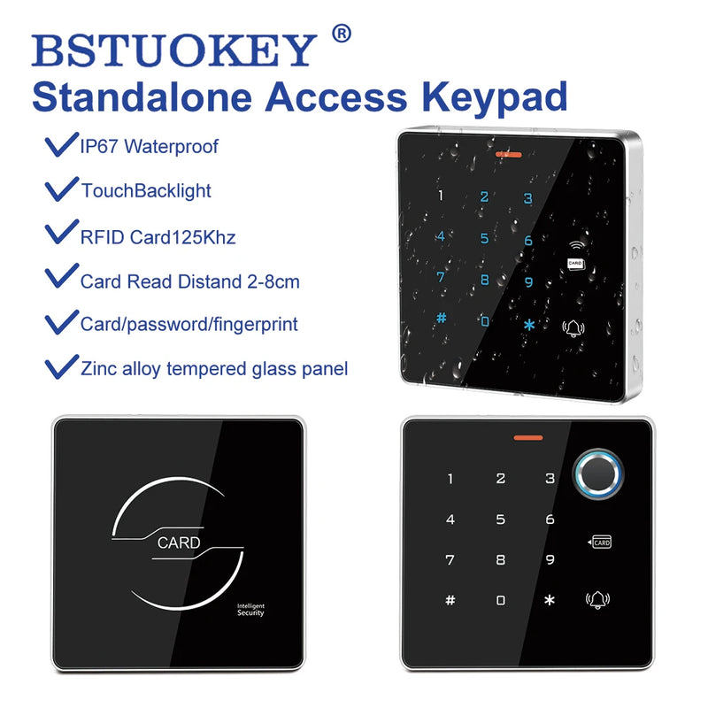 Outdoor Metal Standalone Digicode RFID Access Controller Keypad Wiegand Card Reader 125KHz Rainproof for Access Control System