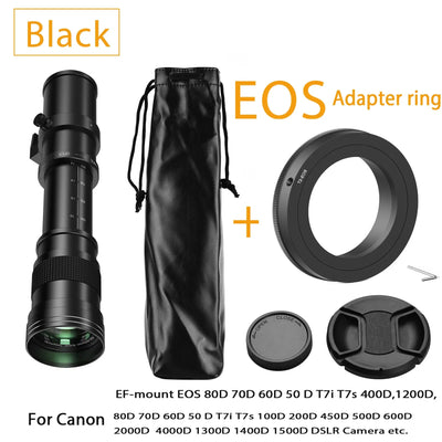 Lightdow Telephoto Lens 420-800mm f 8.3 Manual Zoom Lenses for Canon EOS R1 Nikon D850 D7500 D3400 D750 D810 DSLR Camera Lens