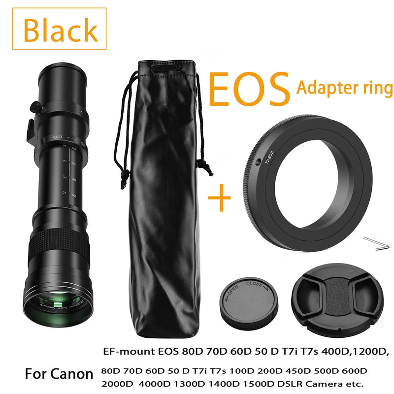 Lightdow Telephoto Lens 420-800mm f 8.3 Manual Zoom Lenses for Canon EOS R1 Nikon D850 D7500 D3400 D750 D810 DSLR Camera Lens