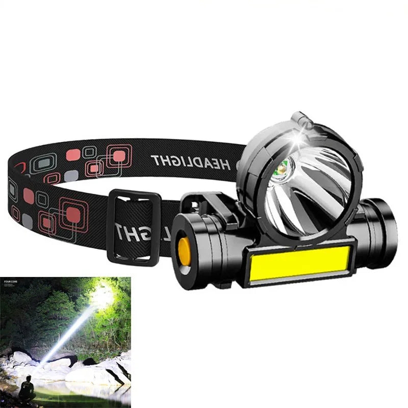 2 led headlamp USB Rechargeable frontal flashlight mini Head torch Light lamp with battery Lamp Torches camping C1