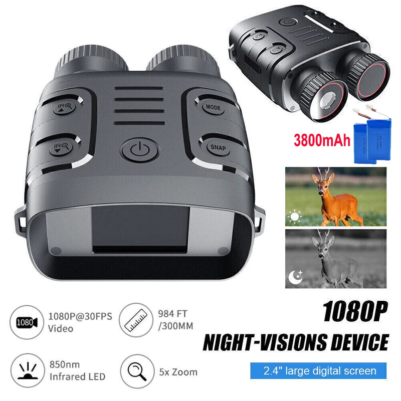1080P Binoculars 5X Digital Zoom Infrared Night Vision Device Photo Video Taking Outdoor Telescopes for Hunting Boating Camping