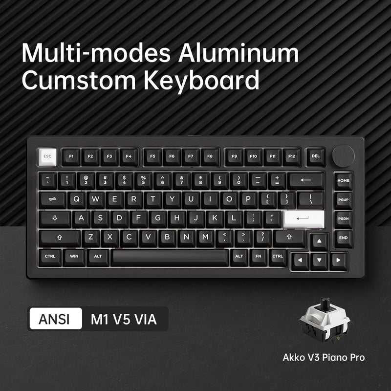 Akko MonsGeek M1 V5 Three-mode Mechanical Keyboard/Barebone Kit VIA 75% 3/5 Pin Customized Hot Swap RGB Rapid Disassemble Gasket