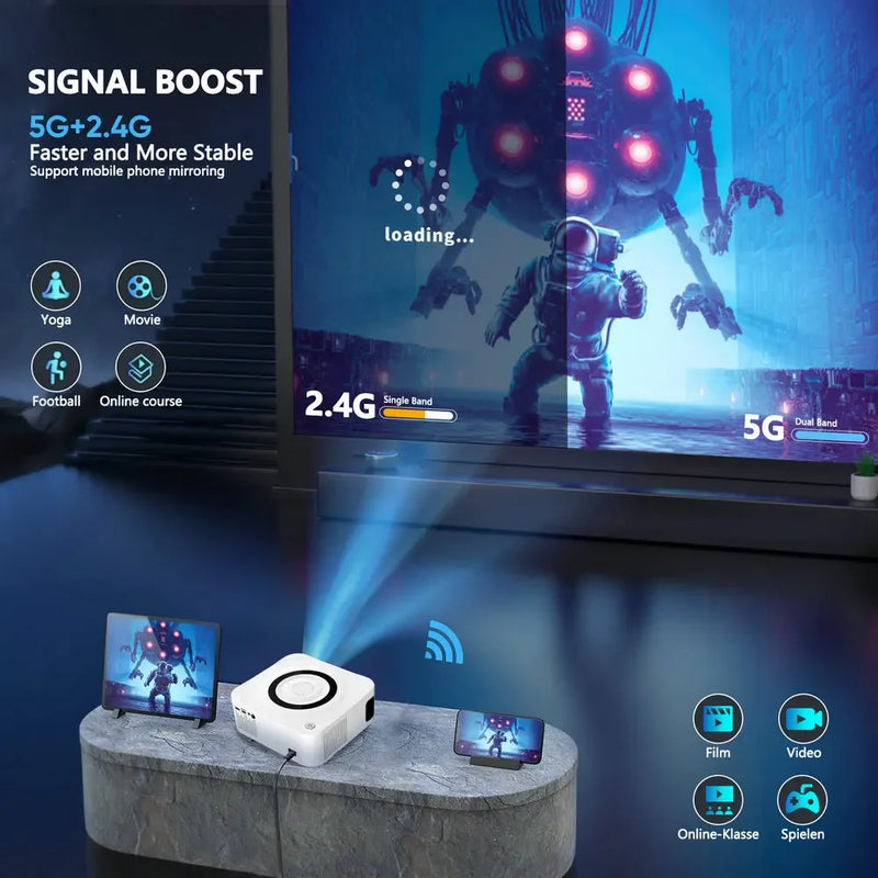 【Choice】Vivicine Y9 Android 11.0 Full HD 1080p Home Theater Projector,Phone Sync WIFI LED Multimedia Video Game Projetor Beamer