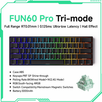 Akko MonsGeek FUN60 Mechanical Keyboard Magnetic Switch 60% Gaming Keyboards Rapid Trigger 0.01mm 8K ARGB HE/TMR Custom Keyboard