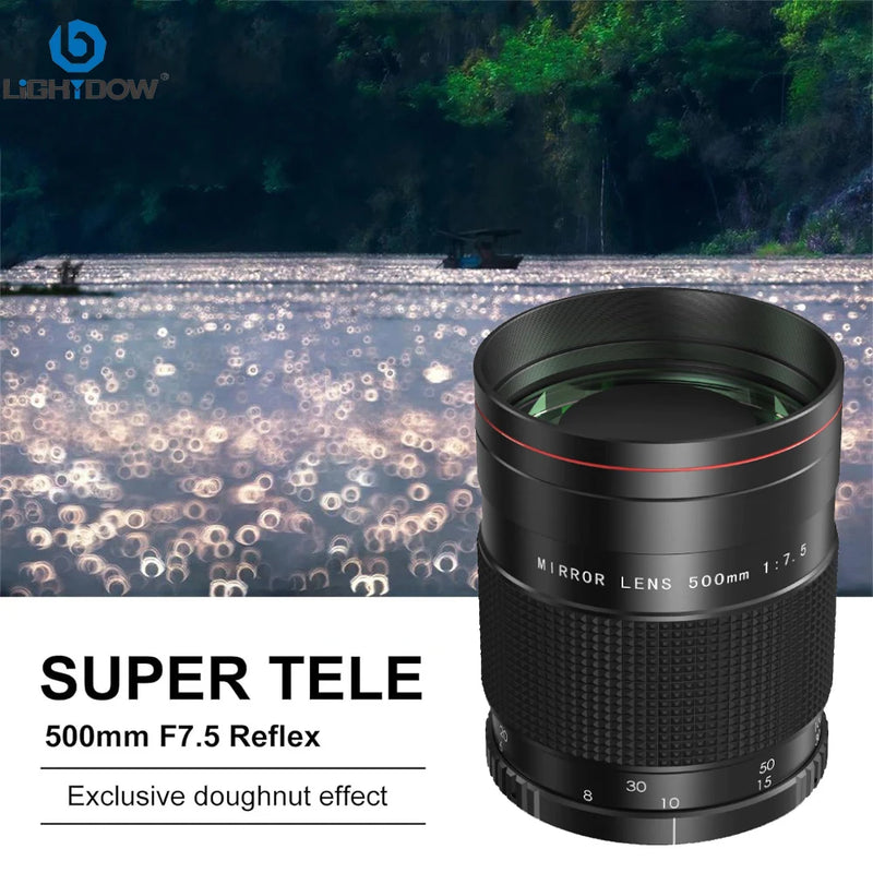Lightdow Telephoto Lens Mirror Lens for Canon EF Manual Lens EOS R1 Rebel T8i T7i T7 T6i T3i SL3 90D 80D Nikon F DSLR camera