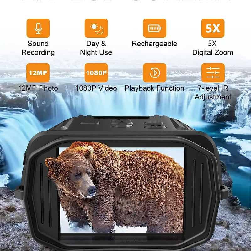 1080P Binoculars 5X Digital Zoom Infrared Night Vision Device Photo Video Taking Outdoor Telescopes for Hunting Boating Camping