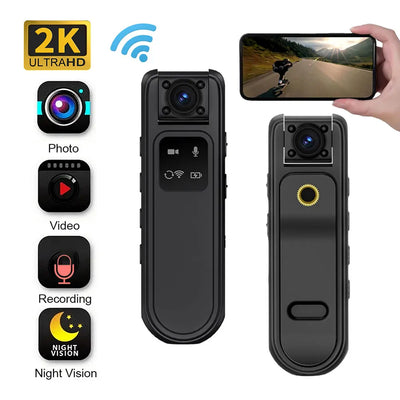 HD 2K Mini Camera with 180 Rotatable Lens WiFi Motorcycle Bike Car DVR Portable Small Digital Video Recorder Miniature Camcorder