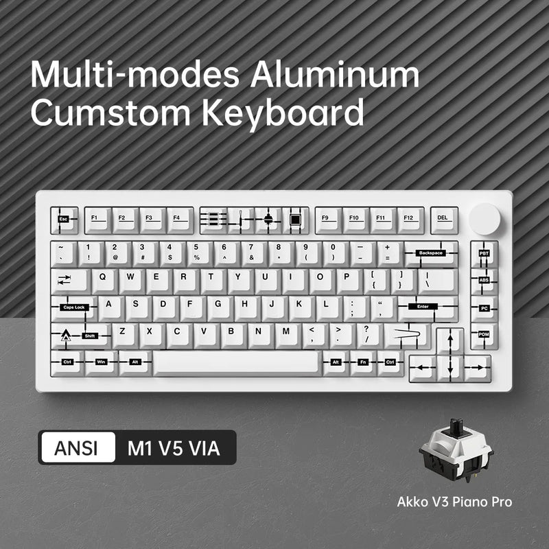 Akko MonsGeek M1 V5 Three-mode Mechanical Keyboard/Barebone Kit VIA 75% 3/5 Pin Customized Hot Swap RGB Rapid Disassemble Gasket