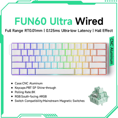 Akko MonsGeek FUN60 Ultra Mechanical Gaming Keyboard Magnetic Switch 60% Rapid Trigger 8K HE/TMR Custom Aluminum Keyboard Gamer