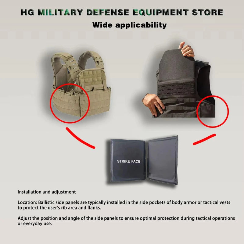 Level 3a NIJ IIIA Tactical Self Defense 6x6 Inch 10mm Side Waist Soft Aramid Plate Bulletproof Vest Waist Bulletproof Armor