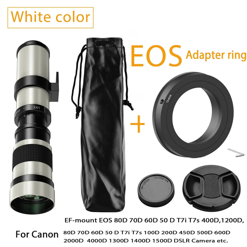 Lightdow Telephoto Lens 420-800mm f 8.3 Manual Zoom Lenses for Canon EOS R1 Nikon D850 D7500 D3400 D750 D810 DSLR Camera Lens