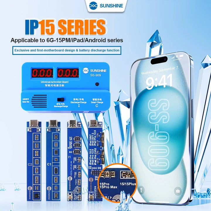 Sunshine SS-909 V9.0 Universal Battery Activation Board Quick Charge Maintenance Line For Iphone Android Repair Test Board Tool