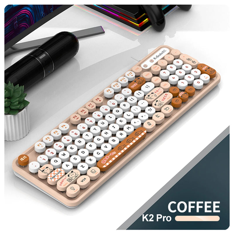 Viper K2Por wired usb keyboard Retro punk girl desktop laptop office keyboard Circular Suspension Key Cap Ergonomics Keyboard