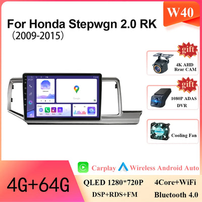 Android 14 12 + 256G Car Radio Head Unit for Honda Stepwgn 2.0 RK 2009-2013-2015 Multimedia Video GPS Player BT Carplay No 2din