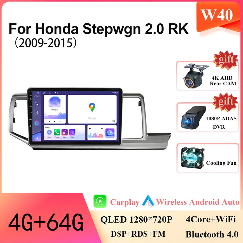Android 14 12 + 256G Car Radio Head Unit for Honda Stepwgn 2.0 RK 2009-2013-2015 Multimedia Video GPS Player BT Carplay No 2din