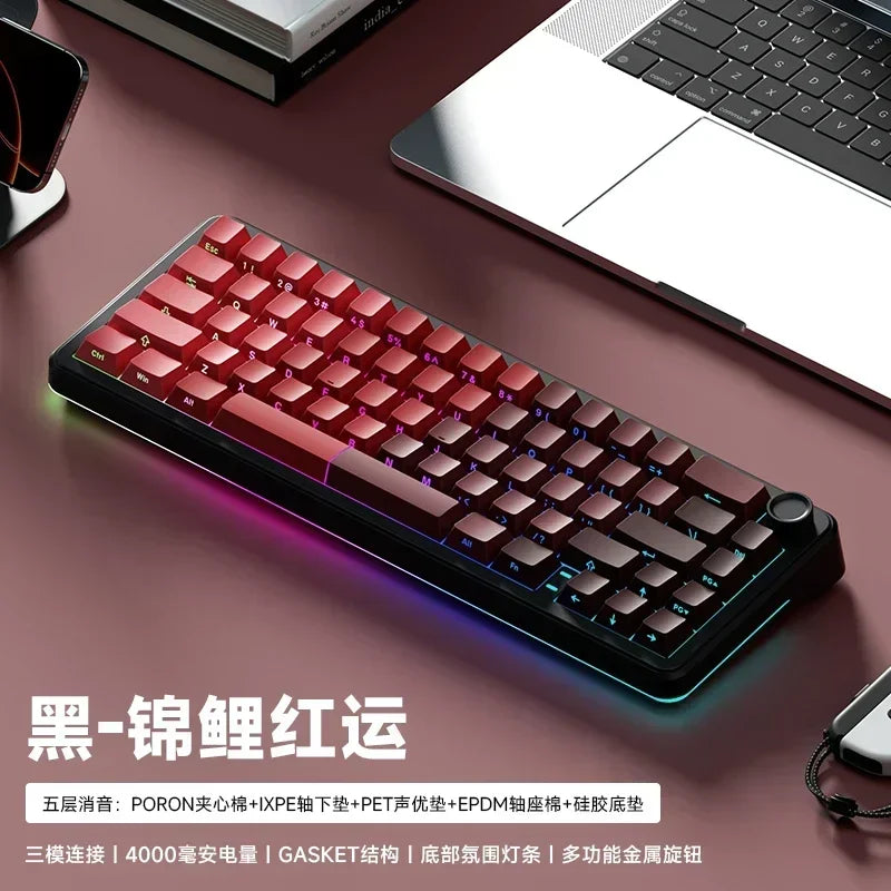Weikav WK68 Wireless RGB Hot Swap Gaming Mechanical Keyboards 4000mAh Knob 2.4G Tri-Mode Customize Keyboard PC Accessories Gifts