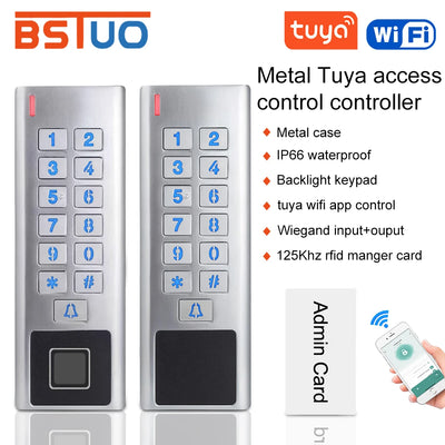 Waterproof Tuya APP Access Control Keyboard Wifi Remote Unlock RFID Fingerprint Access Keypad Digital Door Lock Opener 10000user