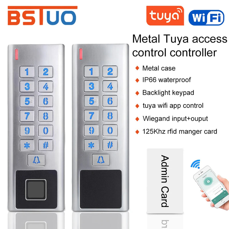 Waterproof Tuya APP Access Control Keyboard Wifi Remote Unlock RFID Fingerprint Access Keypad Digital Door Lock Opener 10000user