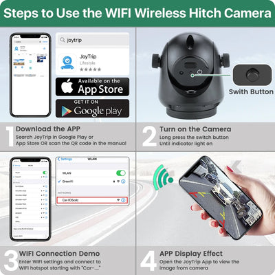 Wireless WiFi 5G magnetic hook-up camera with rechargeable battery for iPhone and Android phones, easy to hang from trailers