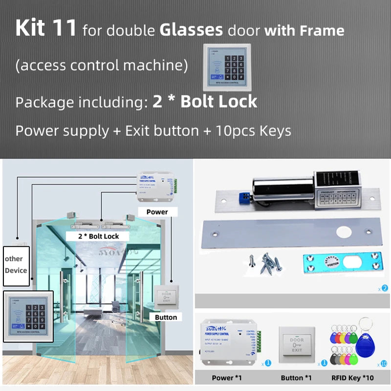 RFID Access Control System Safe Electronic Gate Opener Home Garage Digital Set Eletric Magnetic RFID Smart Door Lock Kit