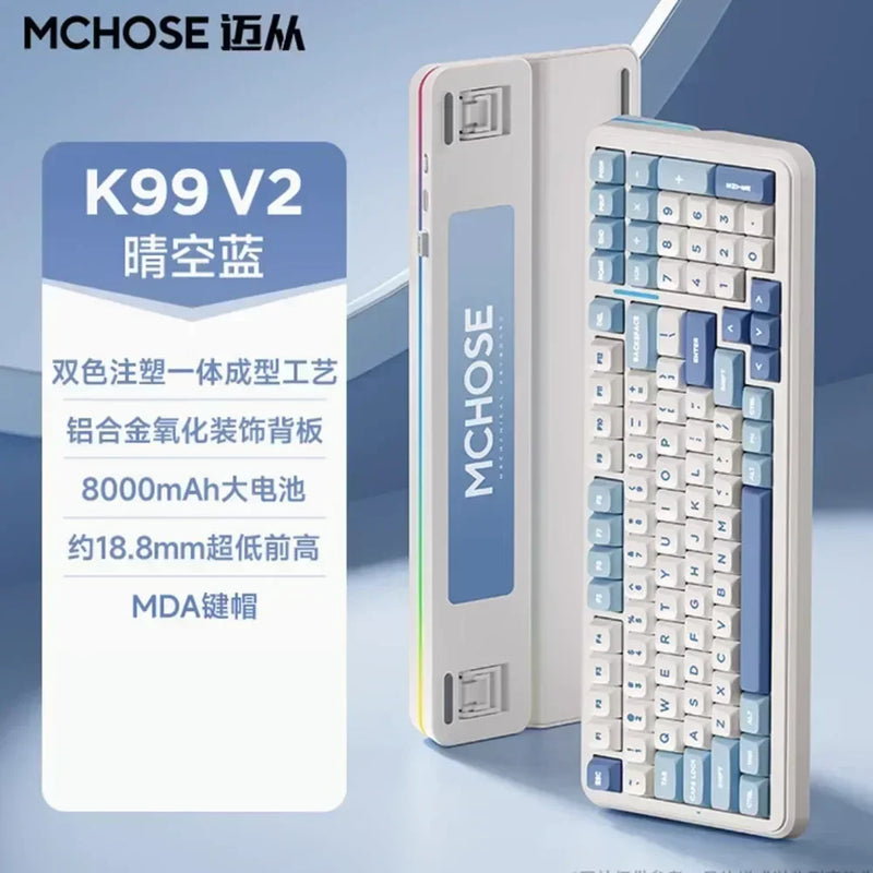 MCHOSE K99 V2 3-mode Gaming E-sport Bluetooth Wireless Mechanical Keyboard Gasket Structure Hot Swap RGB Custom Gaming Accessory