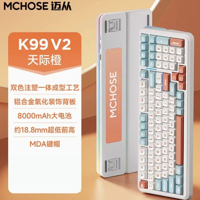 MCHOSE K99 V2 3-mode Gaming E-sport Bluetooth Wireless Mechanical Keyboard Gasket Structure Hot Swap RGB Custom Gaming Accessory