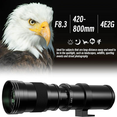 Lightdow Telephoto Lens 420-800mm f 8.3 Manual Zoom Lenses for Canon EOS R1 Nikon D850 D7500 D3400 D750 D810 DSLR Camera Lens