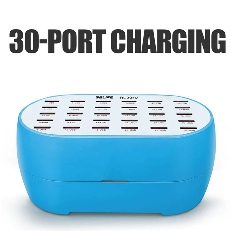 RL-304M 30 port HW IP Android mobile phone USB charger,160W power suitable for home office safe charging without hert battery