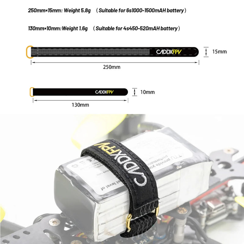 3 PCS CADDXFPV Skid Battery Straps Antiskid Ribbon Fastener Magic Sticker Cable Tie Wrap Suitable for 4S 6S Battery RC FPV Drone