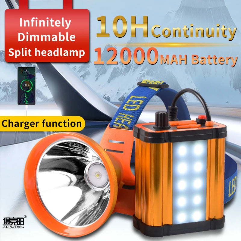 Separates Headlamp, Ultra-Long Battery Life, Strong Light, Stepless Dimming, Rechargeable Led Night Fishing and Fish Miner&